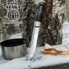 Нож Финский, клинок с ромбом в сечении из стали BÖHLER K340, оковка из мельхиора, рукоять граб